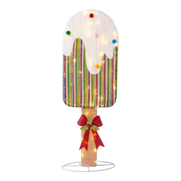 Home Accents Holiday 42 in Warm White 60-Light LED Popsicle Yard Sculpture