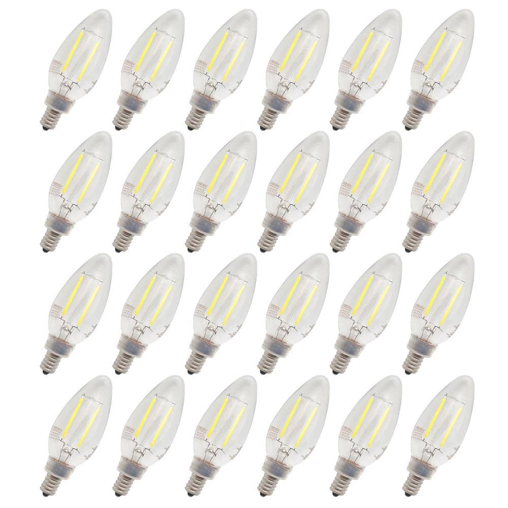 Clear Dimmable LED Filament B11 E12 Light Bulbs, 12-Pack