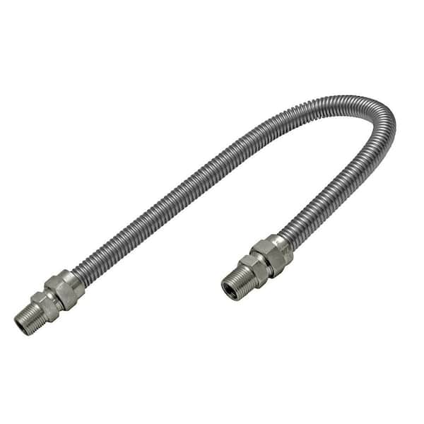 The Plumber's Choice 5/8 in. OD x 1/2 in. ID x 3 ft. Gas Connector Stainless Steel for Gas Range, Furnace, Stove 1/2 in. MIP x MIP Fittings