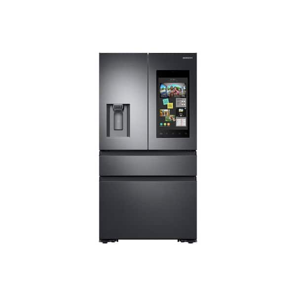 Samsung 22.2 cu. Ft. Family Hub 4-Door French Door Recessed Handle Smart Refrigerator in Black Stainless, Counter Depth