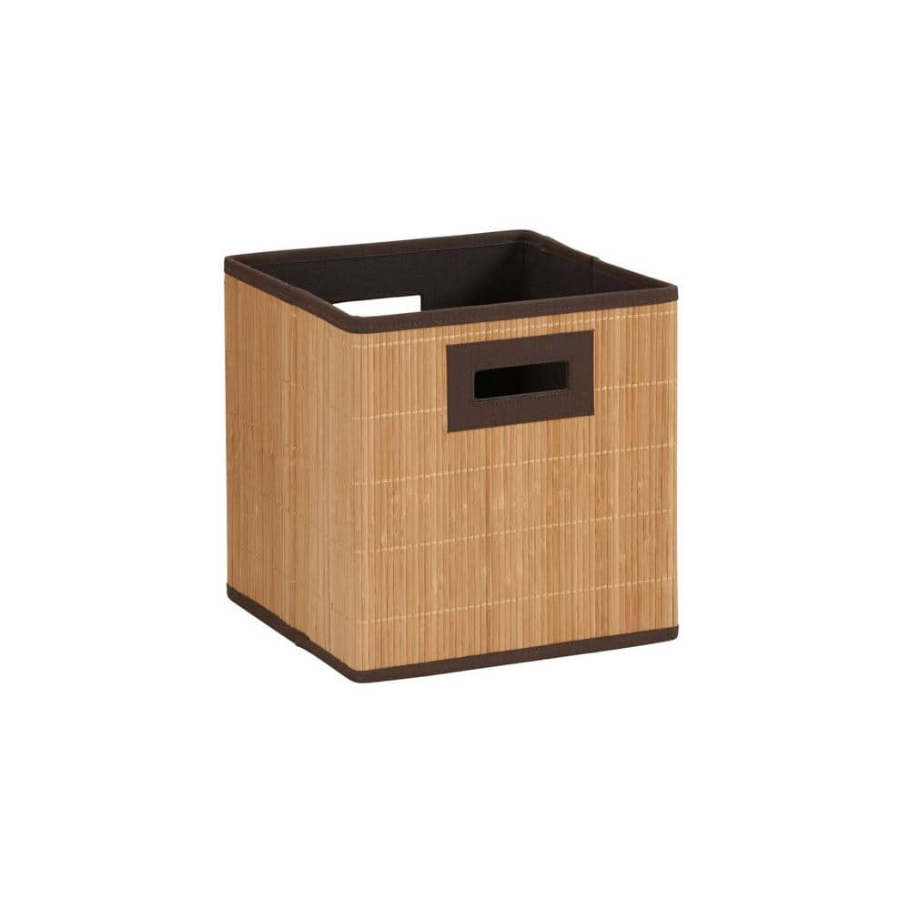 Natural Bamboo and Fabric Storage Cubes Set of 3