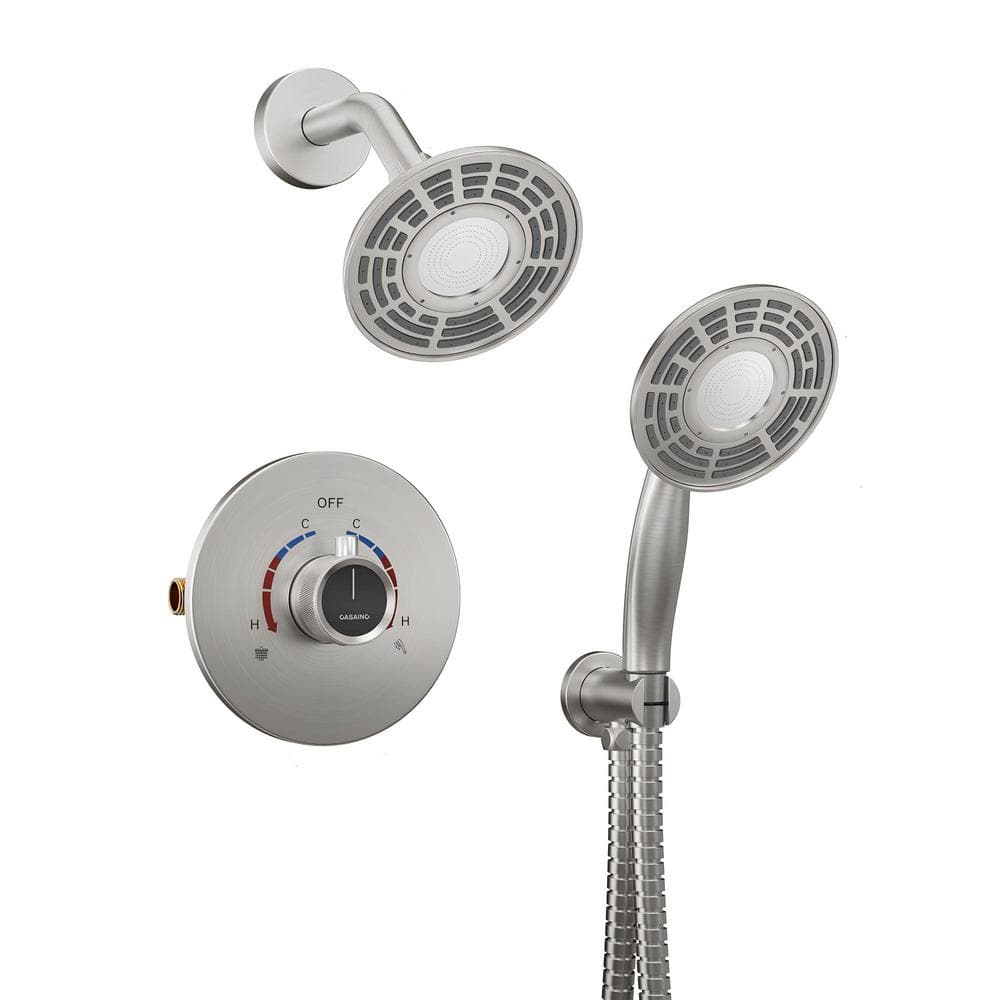 Brushed Nickel Dual-Function Wall Mounted Shower System