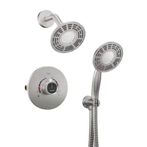 2-Spray 5 in. Dual Shower Head Wall Mounted Fixed and Handheld Shower Head 1.8 GPM in Brushed Nickel