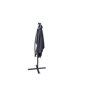 10 ft. Steel Cantilever Solar Rectangle Patio Umbrella in Anthracite with LED Lighted