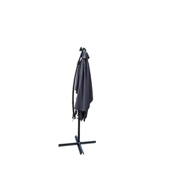 Cesicia 10 ft. Steel Cantilever Solar Rectangle Patio Umbrella in Anthracite with LED Lighted