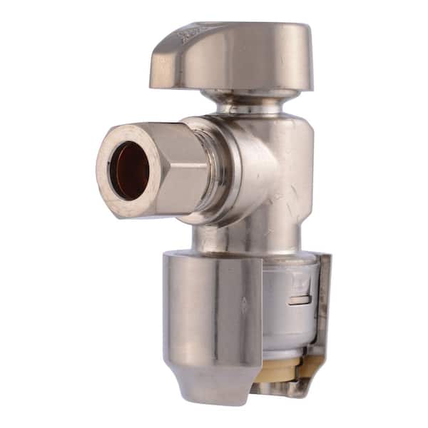 SharkBite Max 1/2 in. Push to Connect x 3/8 in. O.D. Compression Brushed Nickel Angle Stop Valve
