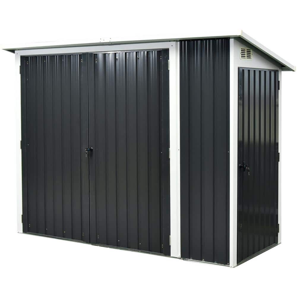 Dark Gray Galvanized Steel 6' x 8' Outdoor Storage Shed