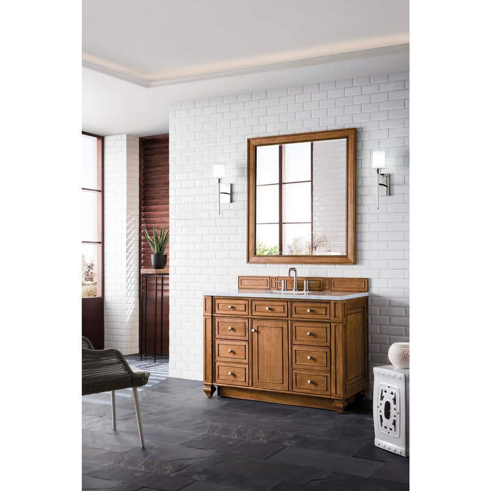 Bristol 48 in. W x 23.5 in. D x 34 in. H Bathroom Vanity in Saddle Brown with Eternal Jasmine Pearl Quartz Top price history on PriceWatchPro