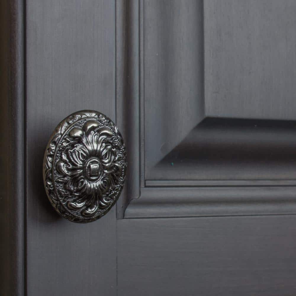 Brushed Pewter Ornate Oval Cabinet Knob Set