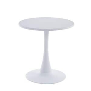 White Metal Round Outdoor Side Table (1-Piece)