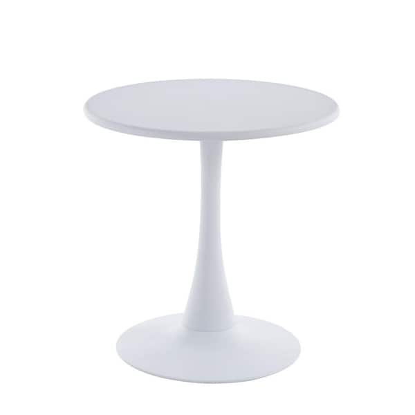 Sudzendf White Metal Round Outdoor Side Table (1-Piece)