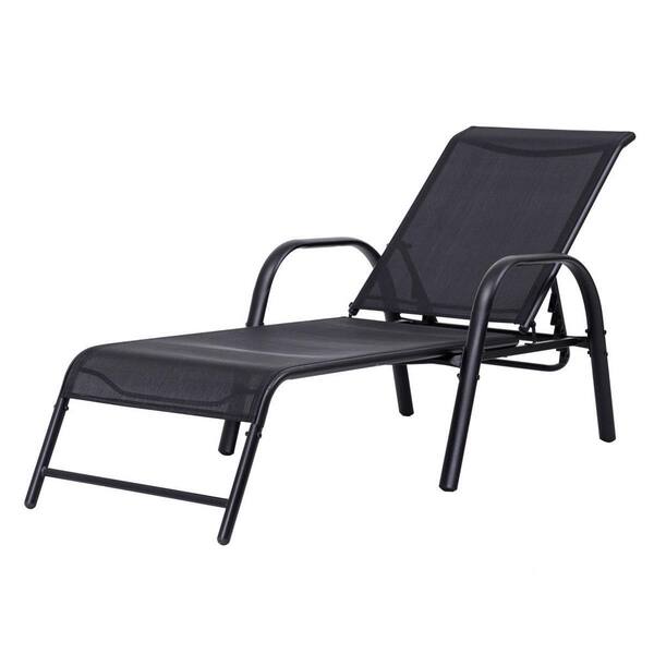 Costway 1-Piece Metal Steel Outdoor Chaise Lounge Adjustable Back Chair ...