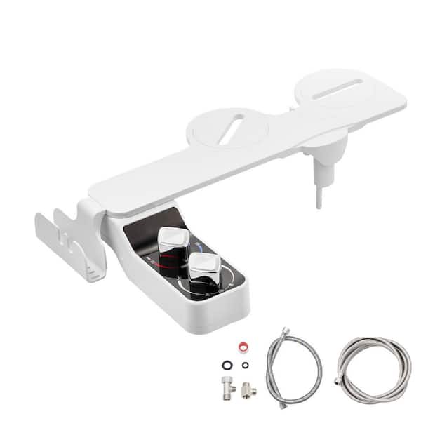 Bidet Part Bidet Attachment for Toilet, Hot & Cold Water Sprayer, Dual Retractable Nozzles, Adjustable Water Pressure