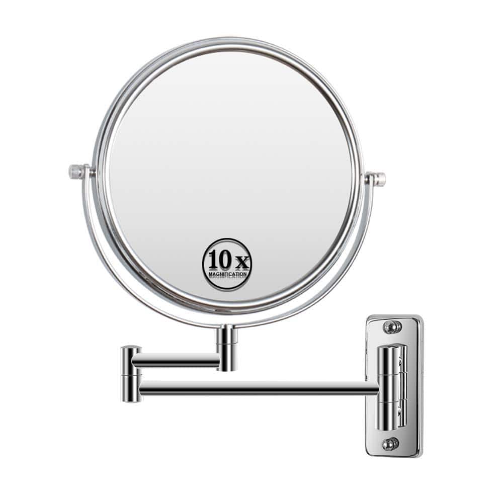 8 in. W x 8 in. H Round Framed Chrome Mirror 360° Swivel with Extension Ar