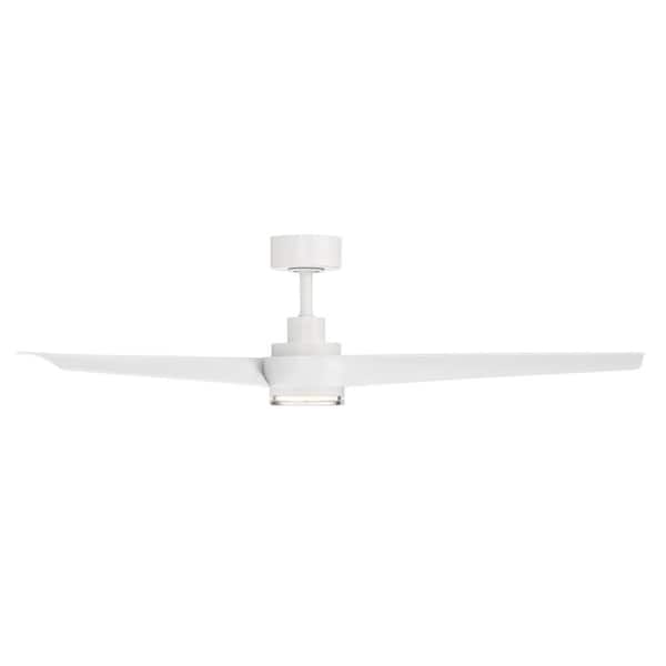 Chill 54 in. Smart Indoor/Outdoor Matte White Ceiling Fan Selectable CCT Integrated LED with Remote