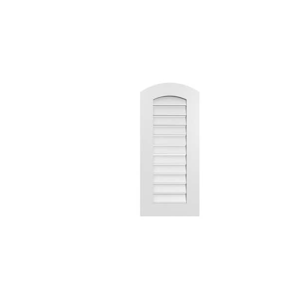 Ekena Millwork 16 in. x 34 in. Arch Top Surface Mount PVC Gable Vent: Decorative with Standard Frame