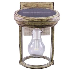 Solar Coach Weathered Bronze Modern Outdoor Wall Sconce Lantern with Warm White Integrated LED Light Bulb Included