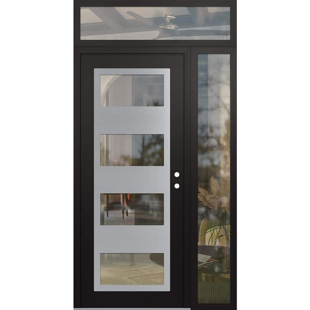 C2 48 in. x 96 in. Silver P Left-Hand/Inswing Clear Glass Black/Black Sidelite Plus Transom Steel Prehung Front Door price history on PriceWatchPro