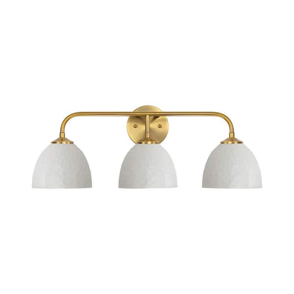 Shepard 7.25 in. 3 Light Modern Brass Vanity Light with Matte White Shade