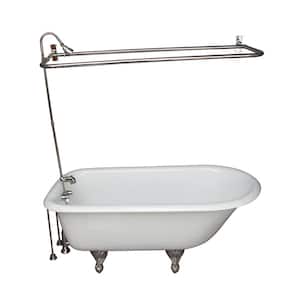 5 ft. Cast Iron Ball and Claw Feet Roll Top Tub in White with Polished Chrome Accessories