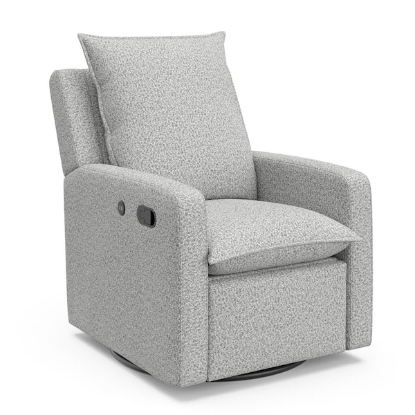 Storkcraft Timeless Salt and Pepper Boucle Polyester Upholstered Recliner with USB