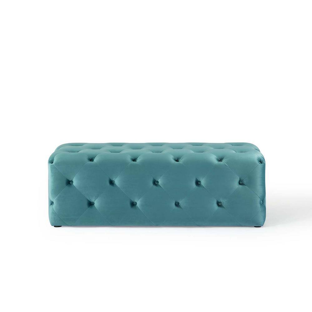 Amour Sea Blue 48" Tufted Velvet Entryway Bench