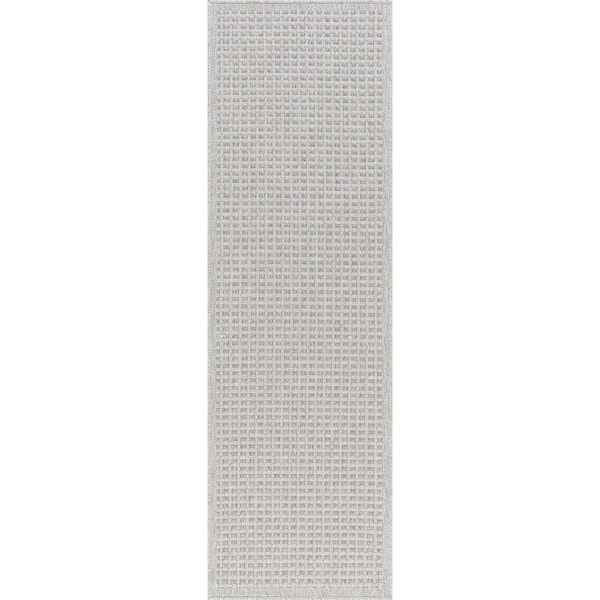 Tayse Rugs Denver Basketweave Taupe 2 ft. x 8 ft. Indoor/Outdoor Runner Rug