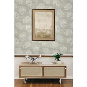 60.75 sq. ft. Greige & Metallic Cream Adler Koi Paper Unpasted Wallpaper Roll