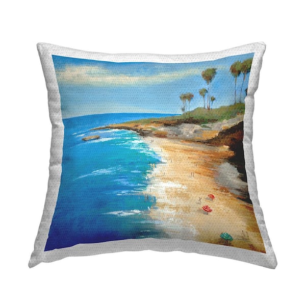 Stupell Industries Tropical Ocean View Landscape Multi-Color Square Outdoor Throw Pillow