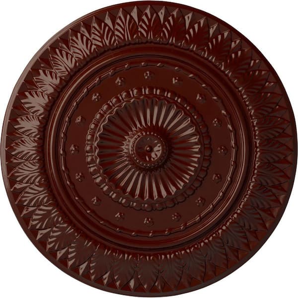 Ekena Millwork 26-5/8" x 2-1/4" Christopher Urethane Ceiling Medallion, Brushed Mahogany