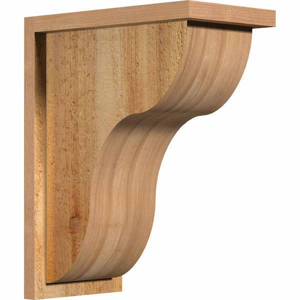 Ekena Millwork 8 in. x 14 in. x 18 in. Western Red Cedar Carmel Rough Sawn Corbel with Backplate