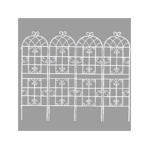 86.7 in. Outdoor Metal Garden Trellis Rustproof Climbing Plants Support in White (4 Pack)