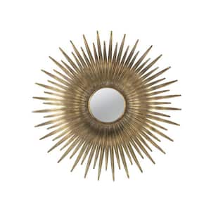 Decorative Gold 27 in. W x 27 in. H Sunburst Iron Framed Mirror