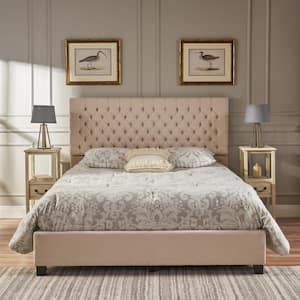 Ivory Fully Upholstered Queen Bed Set