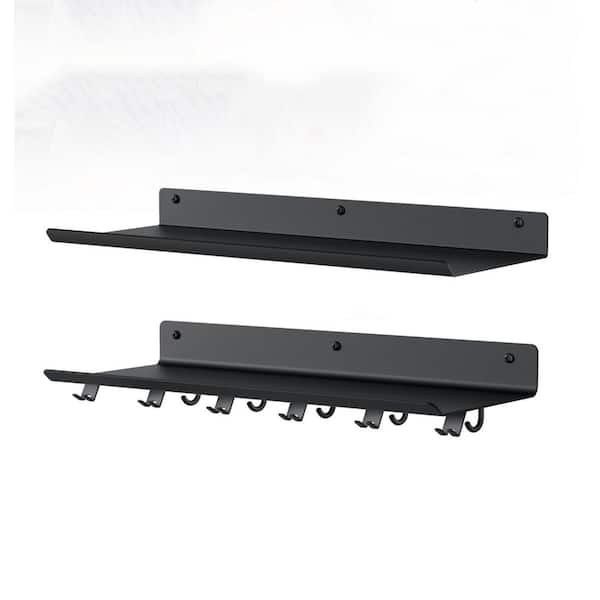 Unbranded 16.7 in. W x 6.5 in. D Black Floating Shelves, Decorative Wall Shelf, Gym Storage Shelf (Set of 2)