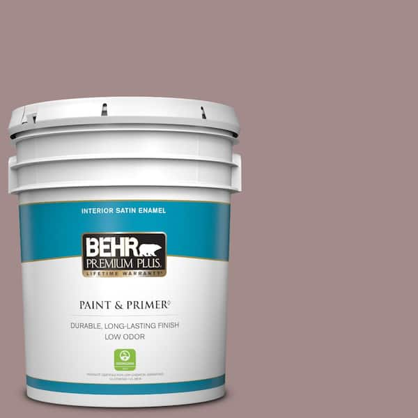 BEHR PREMIUM PLUS 5 gal. #PPU17-15 Cameo Rose Satin Enamel Low Odor Interior Paint & Primer