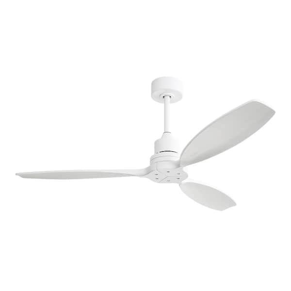 FIRHOT 52 in. Indoor/Outdoor White Ceiling Fan with Remote Control and ...