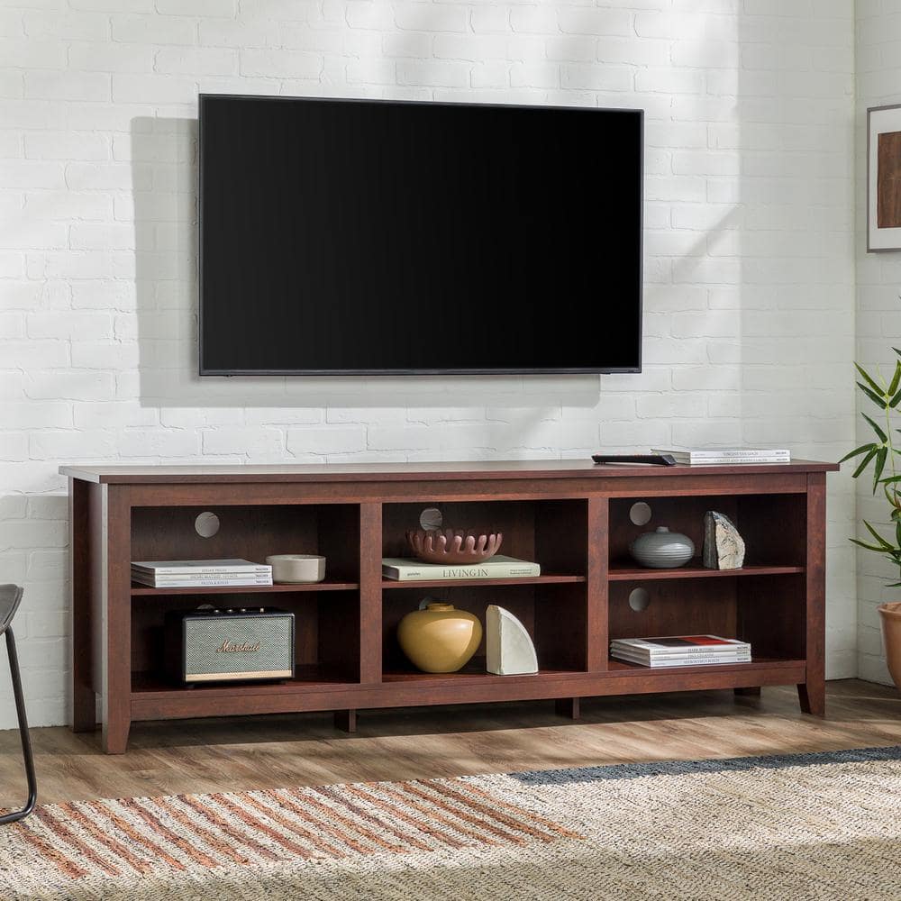 Classic Brown 70-inch Laminate MDF TV Stand with Adjustable Shelving