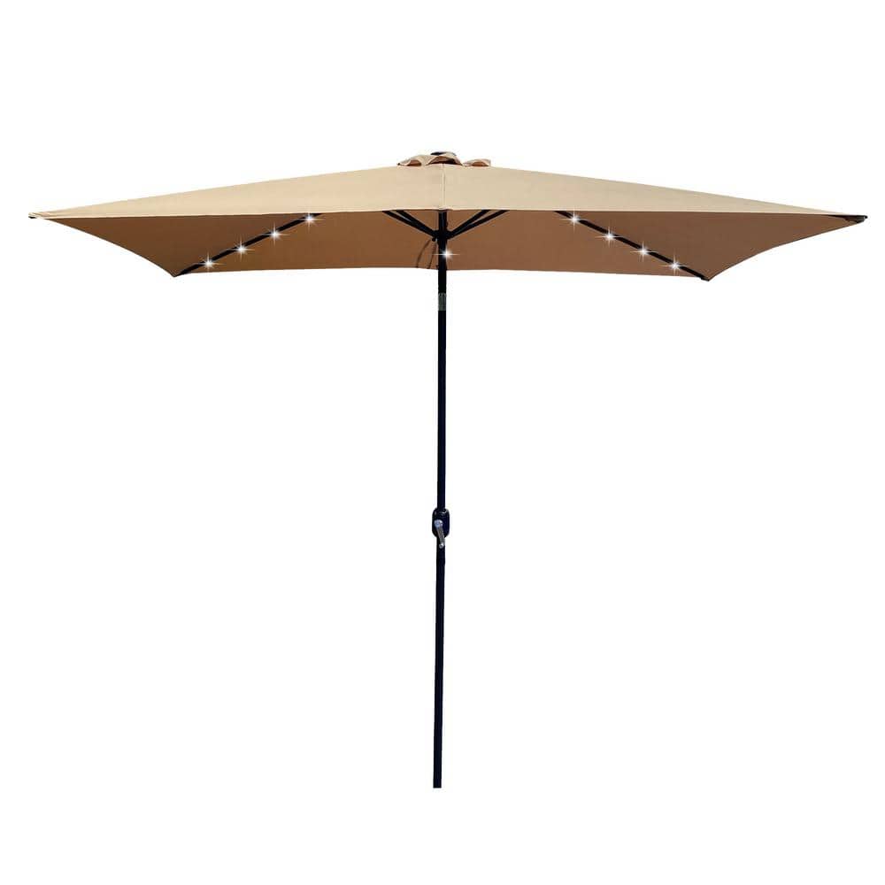10 ft x 6.5 ft Market Patio Umbrella In Taupe with Weather Resistant UV Protection Water Repellent Durable 6 Sturdy Ribs