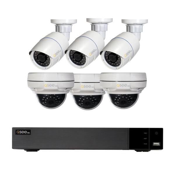 Q-SEE 8-Channel 5MP IP Indoor/Outdoor Surveillance 2TB NVR System with (3) 5MP Bullet Cameras and (3) 4MP Dome Cameras