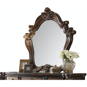 Amelia 47 in. x 48 in. Classic Irregular Framed Medium Brown Wood Vanity Mirror