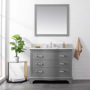 Monroe 42 in. W x 22 in. D x 34 in. H Bath Vanity in Gray with White Marble Top with White Sink