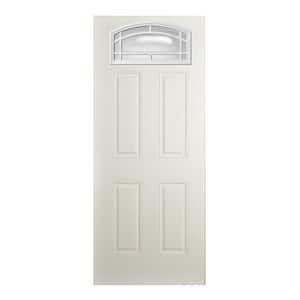 35-3/4 in. x 79 in. Reliant 11-Lite Cambertop White Primed Fiberglass Clear Front Door Slab