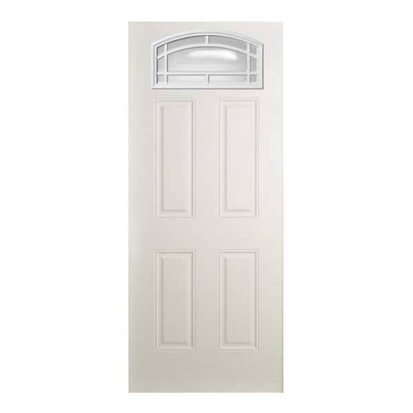 Steves & Sons 35-3/4 in. x 79 in. Reliant 11-Lite Cambertop White Primed Fiberglass Clear Front Door Slab