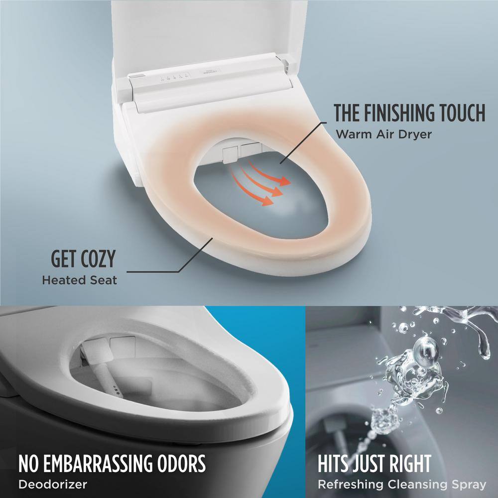 White Elongated Two-Piece High Efficiency Toilet with Bidet Seat