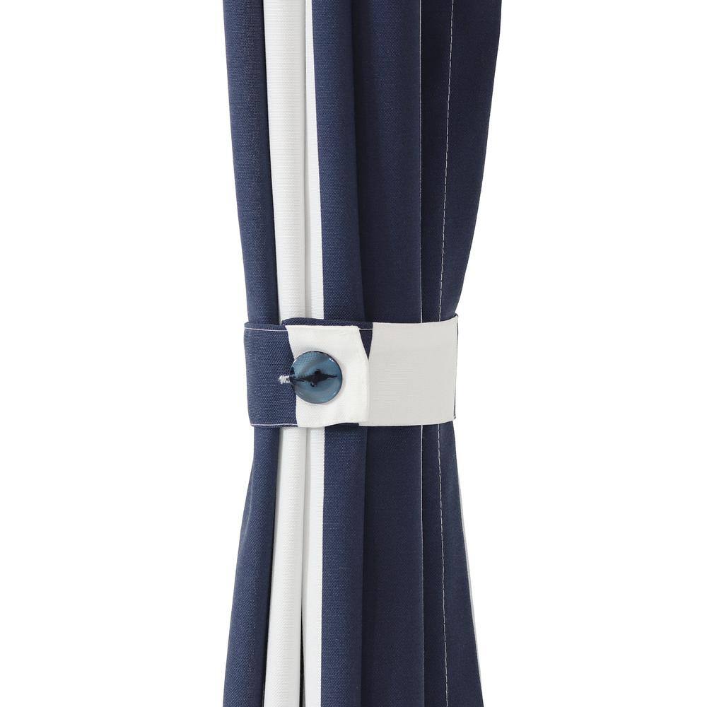 Blue and White Stripe Polyester Light-Filtering Grommet Curtain Panel