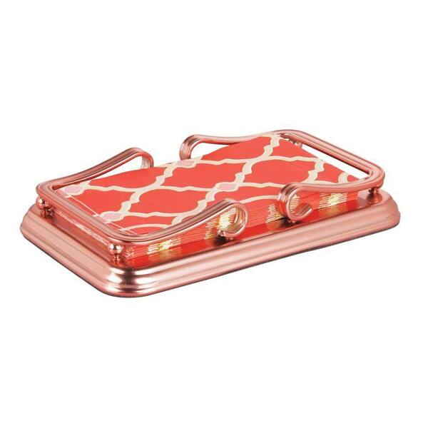 Dracelo Decorative Metal Tray with NonSkid Base and Scroll Design for Bathroom Vanity