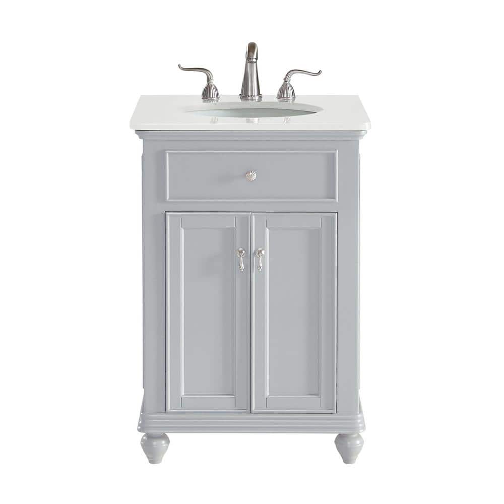 Simply Living 24 in. W x 21 in. D x 35 in. H Bath Vanity in Grey with Ivory