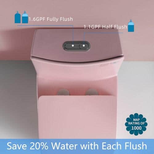Rose Pink Ceramic Dual Flush Elongated One-Piece Toilet