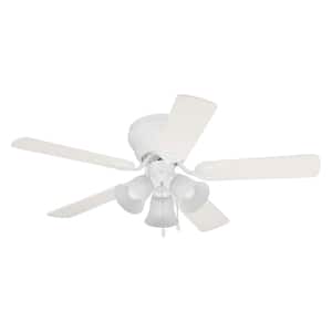 Wyman 42 in. Hugger Indoor 3-Speed 3-Light White Finish Ceiling Fan with 3-Light Frosted Glass Light Kit